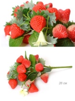   674763 (в уп.70/400шт.) - Цветок искусственный Клубника 26 см / GT1040 /, материал: пластик.						