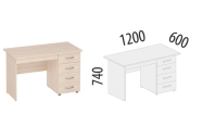 Альфа 63.110 Стол однотумбовый 5 ящиков лев/прав