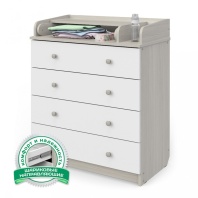 АТОН Комод Сириус-2 804 ЛДСП с шариковыми направляющими 4 ящ. ясень шимо светлый-белый  АТОН Комод