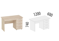 Альфа 64.110 Стол однотумбовый 5 ящиков лев/прав