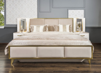   Кровать 1800 с мягким изголовьем из набора "Lara" белый глянец