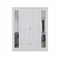 2.02.01.042.1 СИРИУС шкаф комбинированный "4 двери и 1 ящик белый RU (с 2 зеркалами)"