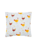   Подушка декоративная на молнии "Курочки" рогожка наб. 40х40