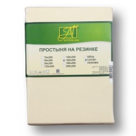 ПР-СО-Р-140-БЕЖ Бежевая простыня Сатин однотонный на резинке 140х200х25