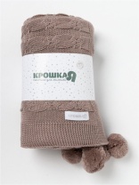   Вязаный плед "Крошка Я" Рисунок косичка, 90х90 см, коричневый 4937540
